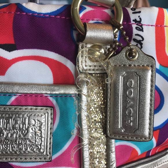 Optic Art Coach shoulder bag and satchel! This bag is in GUC except for handles - Picture 5 of 15